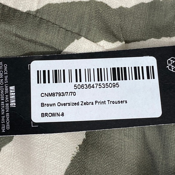 PrettyLittleThing Zebra Print Oversized Wide Leg High Waist Boho Trousers Sz 4 - Picture 4 of 15